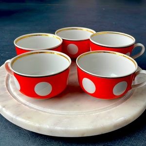 5 Vintage Polka Dot Tea Cups